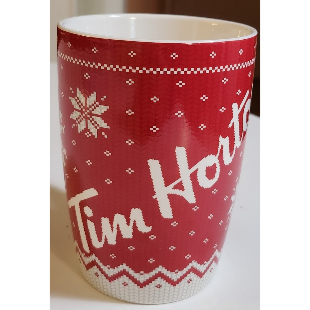Tim Horton's Snowflake Sweater‎ Mug 2015 Red & White Limited Edition Coffee Cup